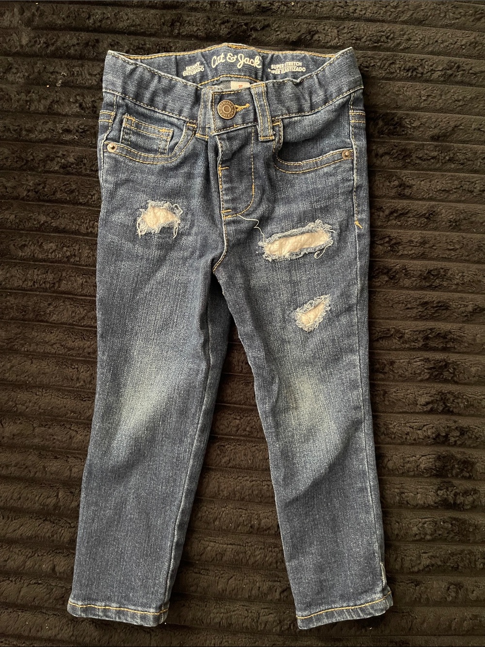 Cat & Jack Distressed Dark Blue Kids Denim Jeans